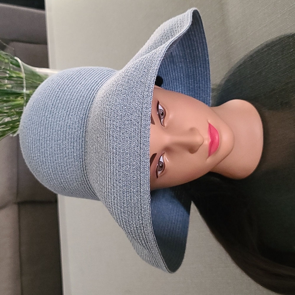 VINTAGE BETMAR NY Blue Oversized Floppy Hat Packable Beach Travel Sun Luxe - Picture 5 of 16